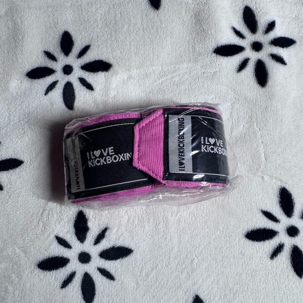 Pink and Black Kickboxing Hand Wraps
